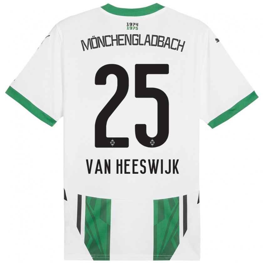 Kandiny Donna Maglia Amber Van Heeswijk #25 Bianco Verde Kit Gara Home 2024/25 Maglietta