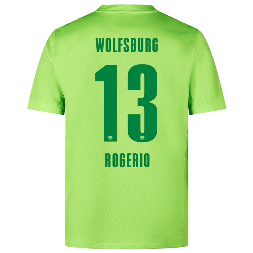 Kandiny Dames Rogério #13 Fluorescerend Groen Thuisshirt Thuistenue 2024/25 T-Shirt