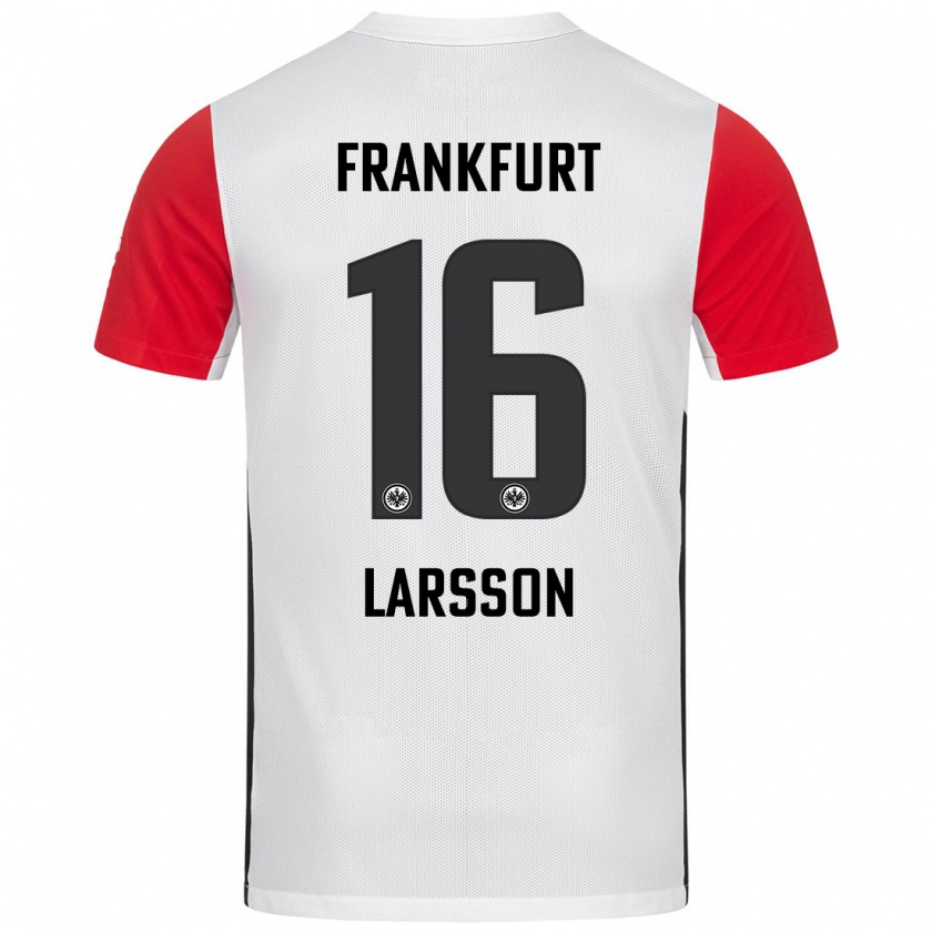 Kandiny Donna Maglia Hugo Larsson #16 Bianco Rosso Kit Gara Home 2024/25 Maglietta