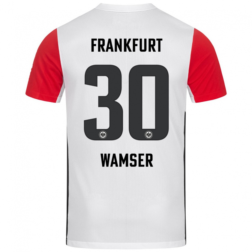 Kandiny Mujer Camiseta Carlotta Wamser #30 Blanco Rojo 1ª Equipación 2024/25 La Camisa