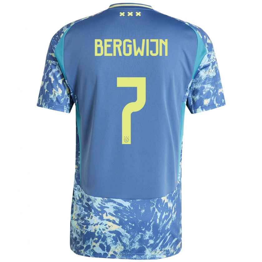 Kandiny Donna Maglia Steven Bergwijn #7 Grigio Blu Giallo Kit Gara Away 2024/25 Maglietta