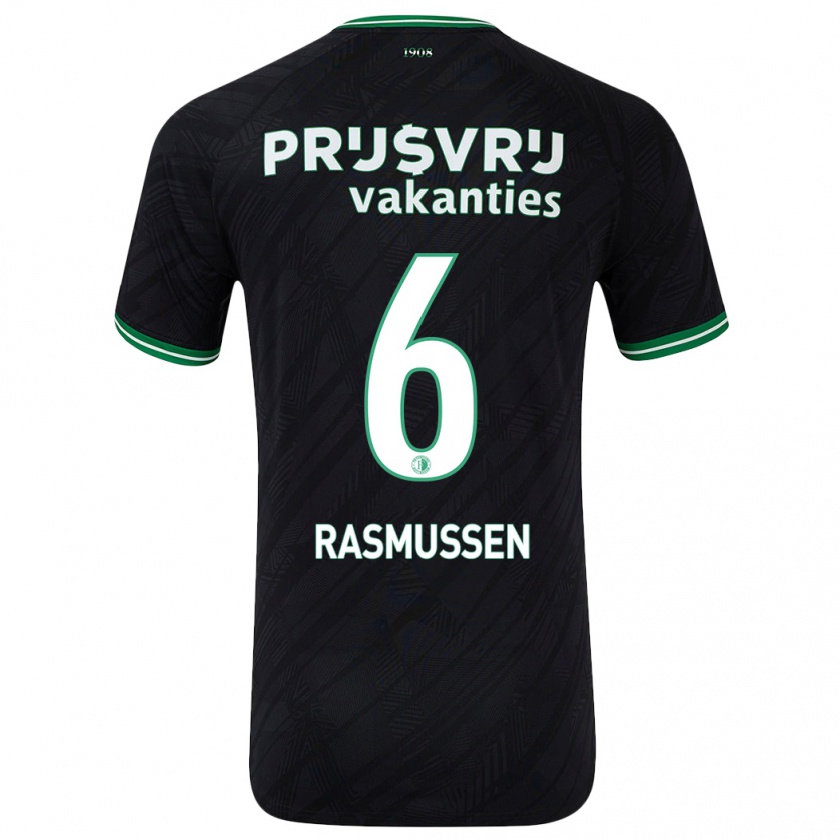 Kandiny Dames Jacob Rasmussen #6 Zwart Groen Uitshirt Uittenue 2024/25 T-Shirt