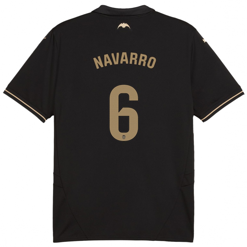 Kandiny Dames Javi Navarro #6 Zwart Uitshirt Uittenue 2024/25 T-Shirt