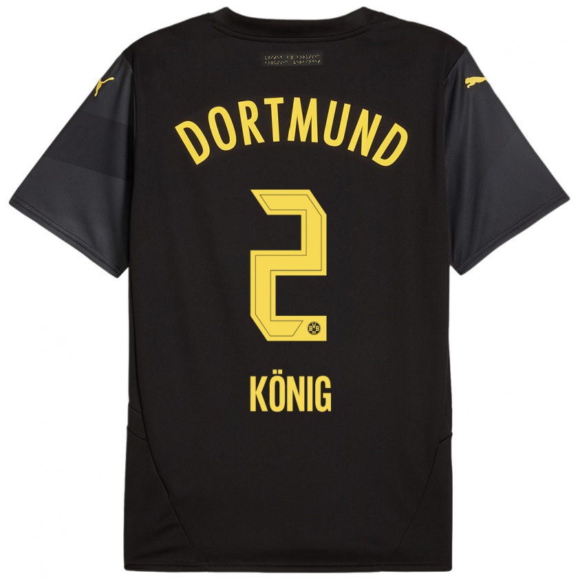 Kandiny Mujer Camiseta Niklas König #2 Negro Amarillo 2ª Equipación 2024/25 La Camisa