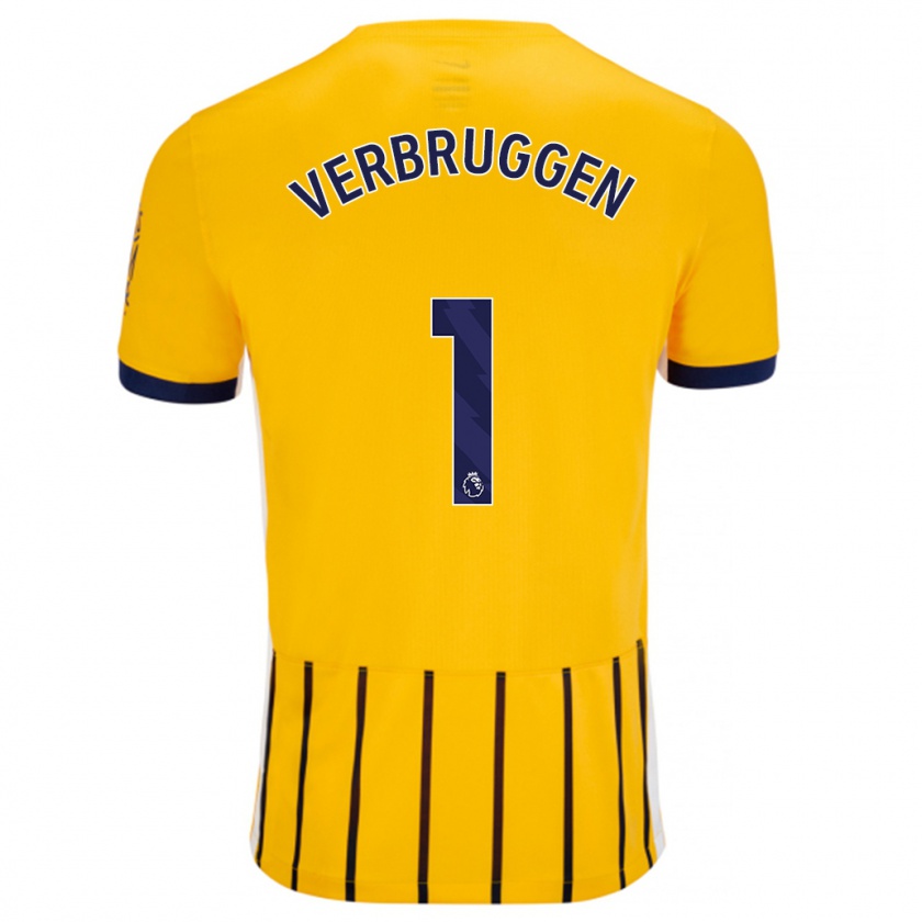 Kandiny Damen Bart Verbruggen #1 Gold Blau Nadelstreifen Auswärtstrikot Trikot 2024/25 T-Shirt Österreich