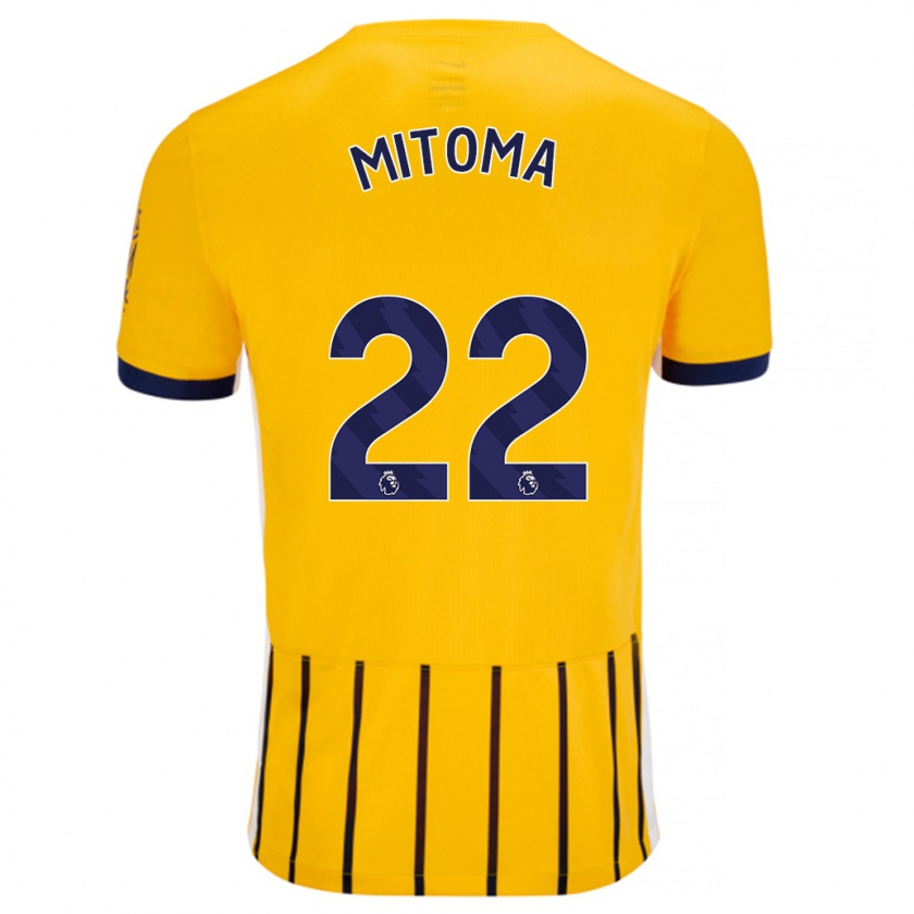 Kandiny Damen Kaoru Mitoma #22 Gold Blau Nadelstreifen Auswärtstrikot Trikot 2024/25 T-Shirt Österreich