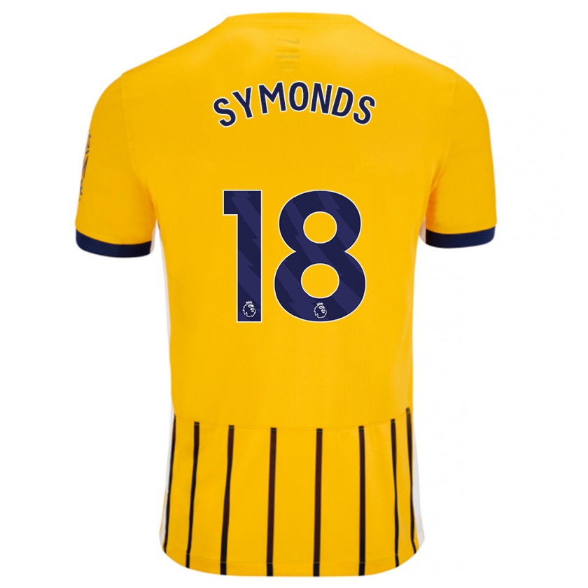 Kandiny Damen Maisie Symonds #18 Gold Blau Nadelstreifen Auswärtstrikot Trikot 2024/25 T-Shirt Österreich