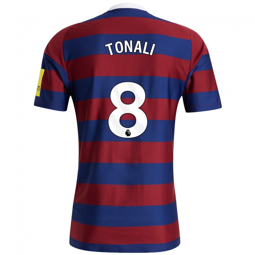 Kandiny Dames Sandro Tonali #8 Bordeauxrood Marineblauw Uitshirt Uittenue 2024/25 T-Shirt