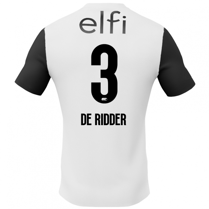 Kandiny Mujer Camiseta Djoeke De Ridder #3 Blanco Negro 2ª Equipación 2024/25 La Camisa México