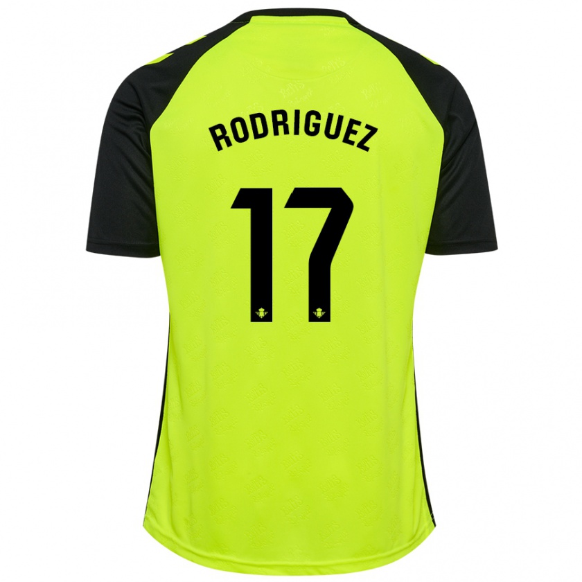 Kandiny Mujer Camiseta Jesús Rodriguez #17 Amarillo Fluorescente Negro 2ª Equipación 2024/25 La Camisa