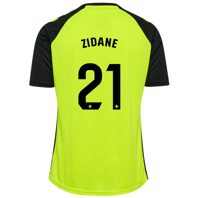 Kandiny Dames Elyaz Zidane #21 Fluorescerend Geel Zwart Uitshirt Uittenue 2024/25 T-Shirt