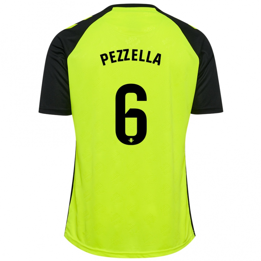 Kandiny Mujer Camiseta Germán Pezzella #6 Amarillo Fluorescente Negro 2ª Equipación 2024/25 La Camisa