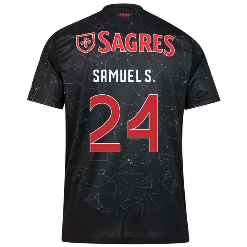 Kandiny Dames Samuel Soares #24 Zwart Rood Uitshirt Uittenue 2024/25 T-Shirt