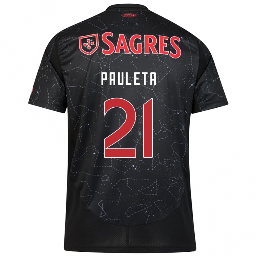 Kandiny Mujer Camiseta Pauleta #21 Negro Rojo 2ª Equipación 2024/25 La Camisa