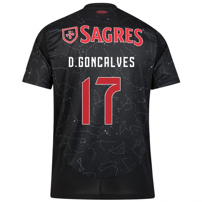 Kandiny Mujer Camiseta Diogo Goncalves #17 Negro Rojo 2ª Equipación 2024/25 La Camisa