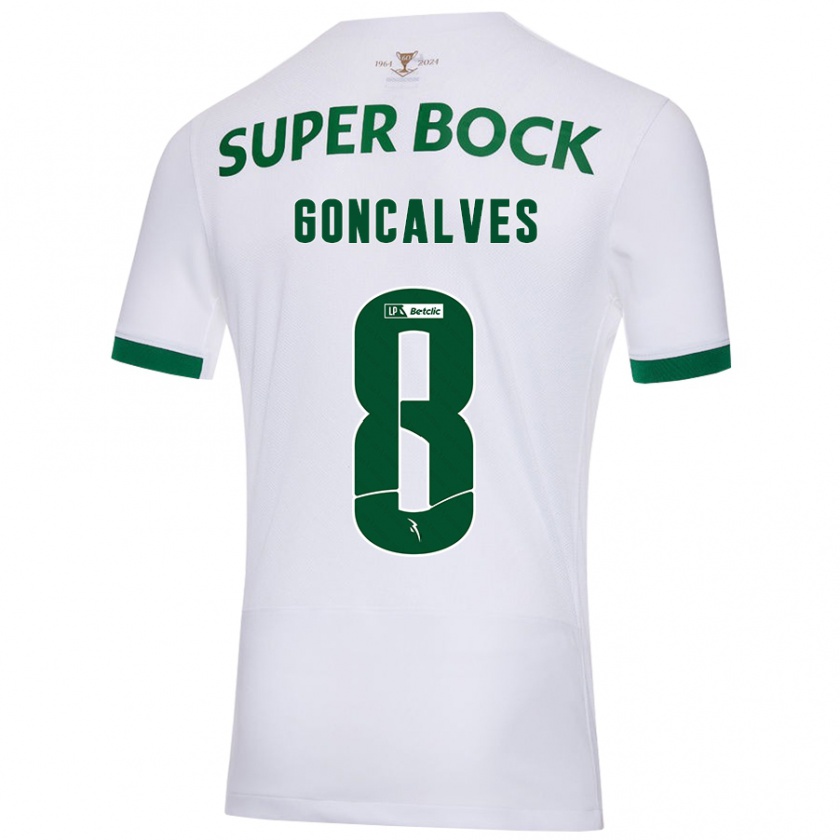 Kandiny Dames Pedro Gonçalves #8 Wit Groen Uitshirt Uittenue 2024/25 T-Shirt