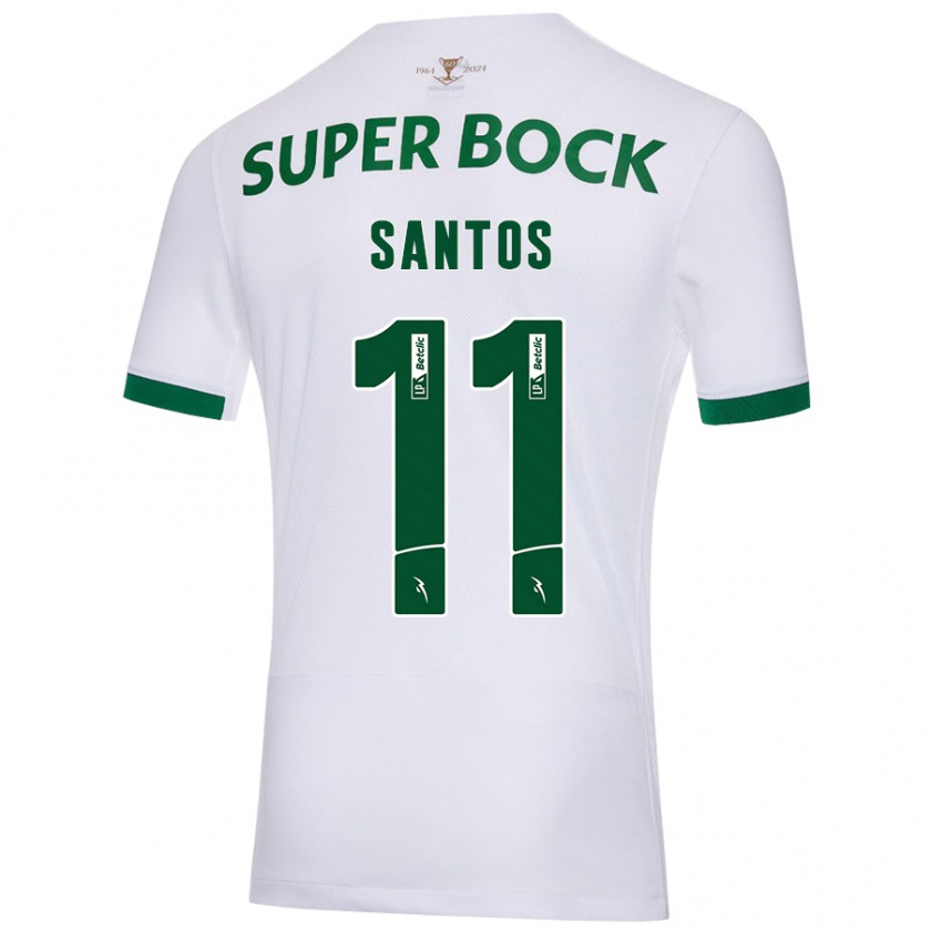 Kandiny Donna Maglia Nuno Santos #11 Bianco Verde Kit Gara Away 2024/25 Maglietta