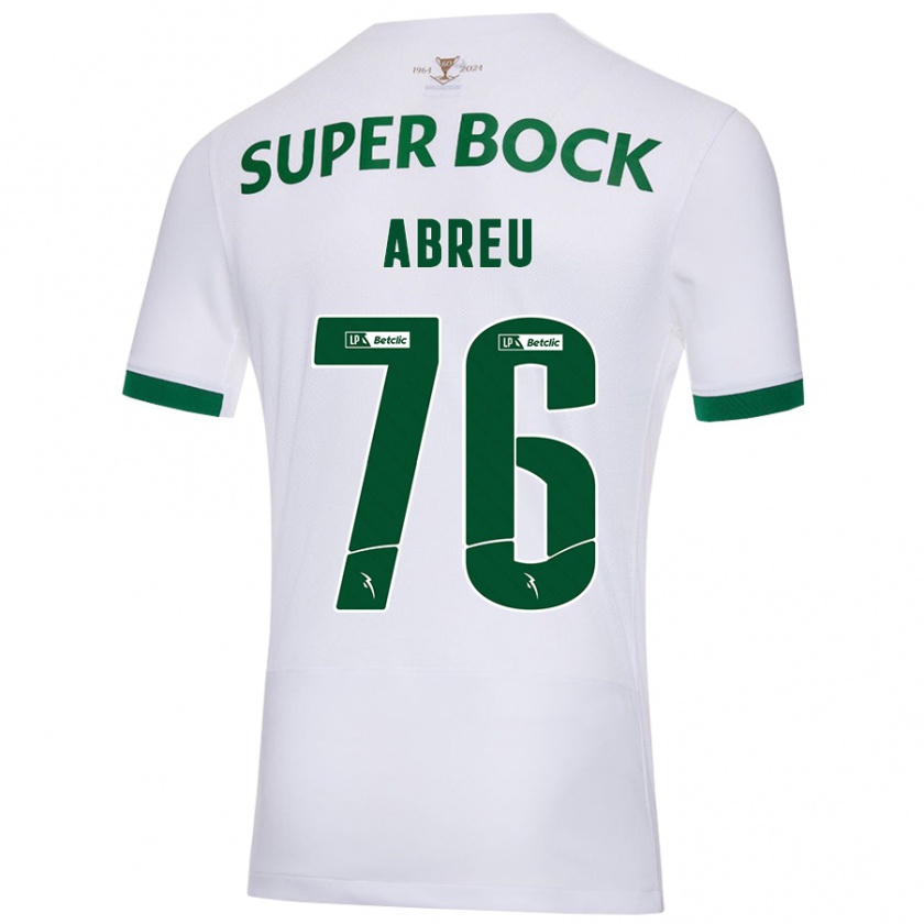 Kandiny Mujer Camiseta Diogo Abreu #76 Blanco Verde 2ª Equipación 2024/25 La Camisa