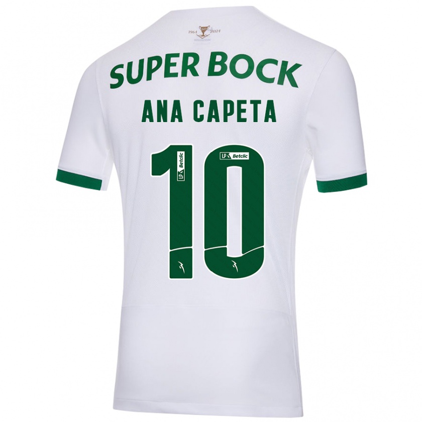 Kandiny Mujer Camiseta Ana Capeta #10 Blanco Verde 2ª Equipación 2024/25 La Camisa