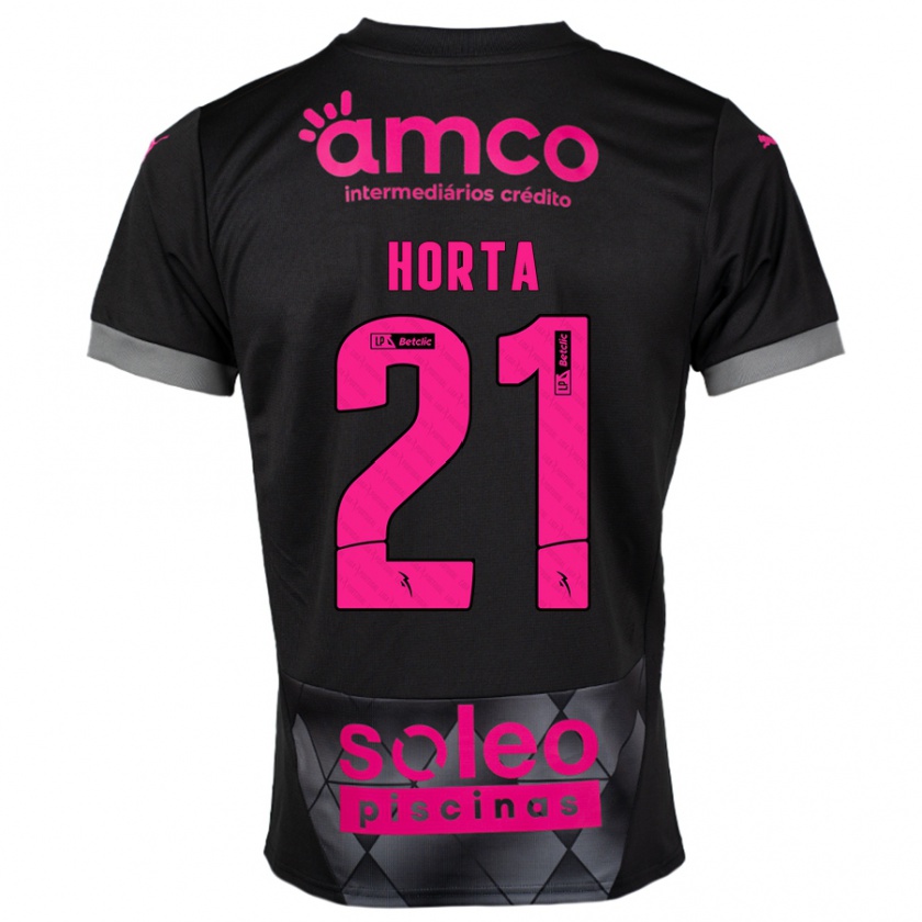 Kandiny Dames Ricardo Horta #21 Zwart Roze Uitshirt Uittenue 2024/25 T-Shirt