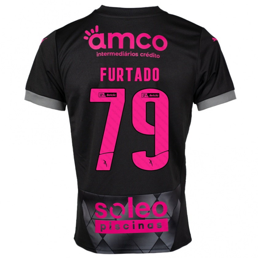 Kandiny Dames Rúben Furtado #79 Zwart Roze Uitshirt Uittenue 2024/25 T-Shirt