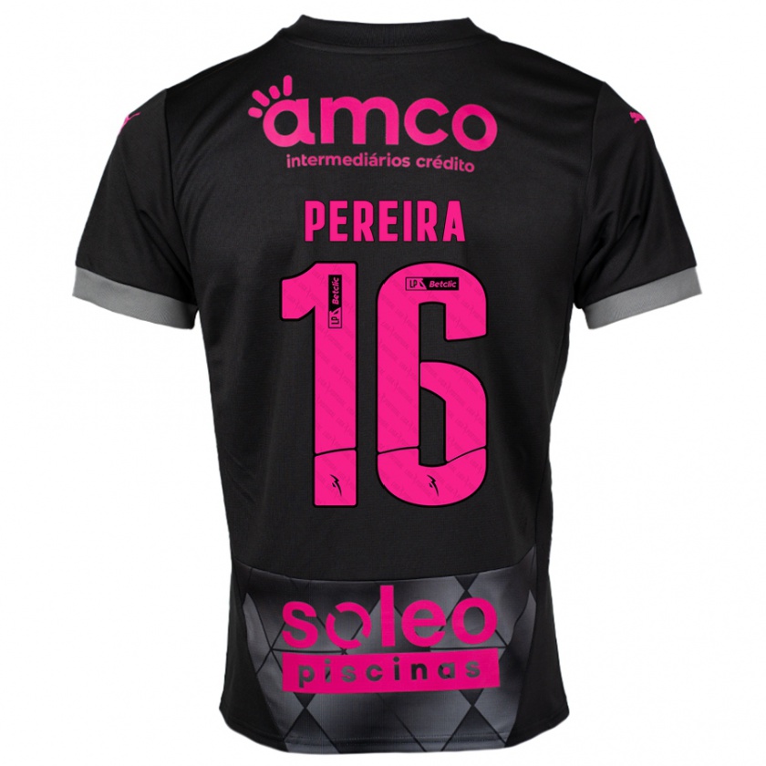 Kandiny Mujer Camiseta Catarina Pereira #16 Negro Rosa 2ª Equipación 2024/25 La Camisa