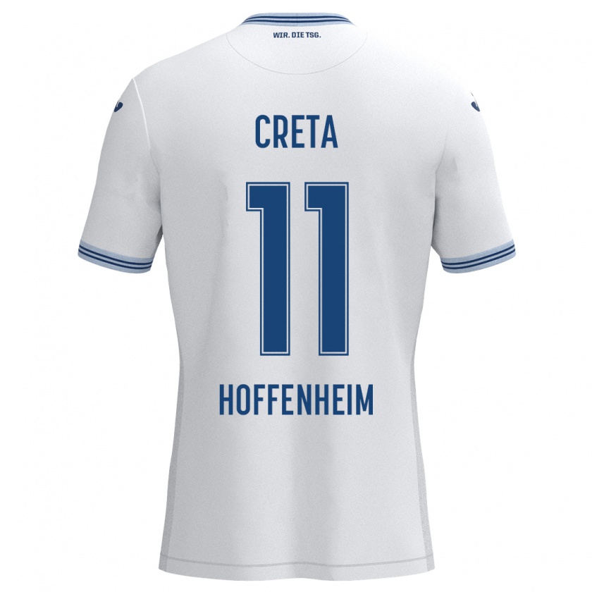 Kandiny Mujer Camiseta David Creța #11 Blanco Azul 2ª Equipación 2024/25 La Camisa