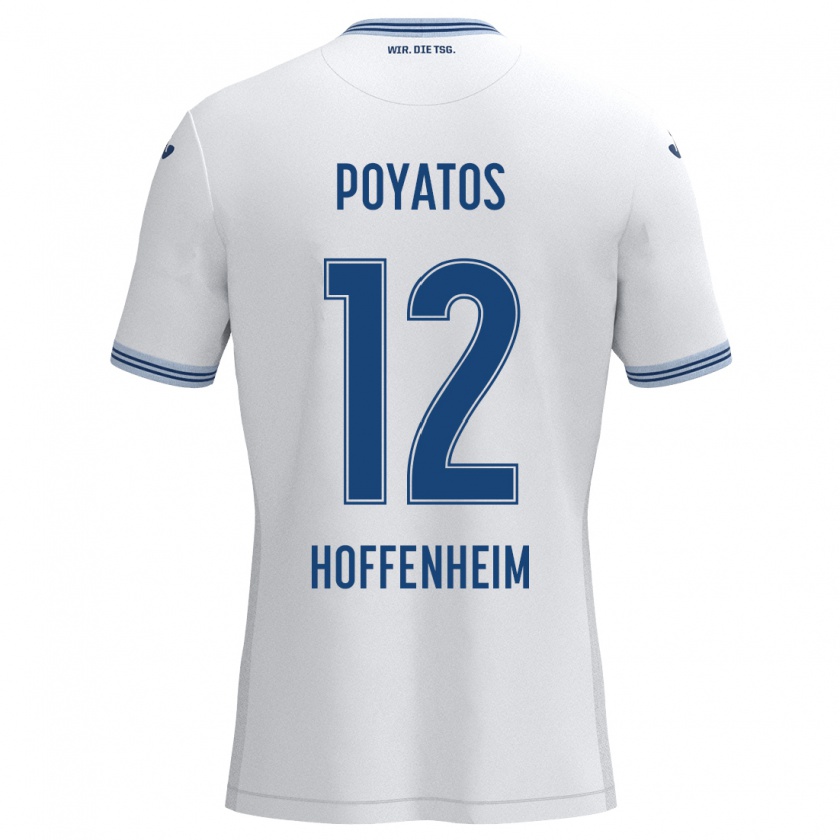 Kandiny Dames Miguel Poyatos #12 Wit Blauw Uitshirt Uittenue 2024/25 T-Shirt