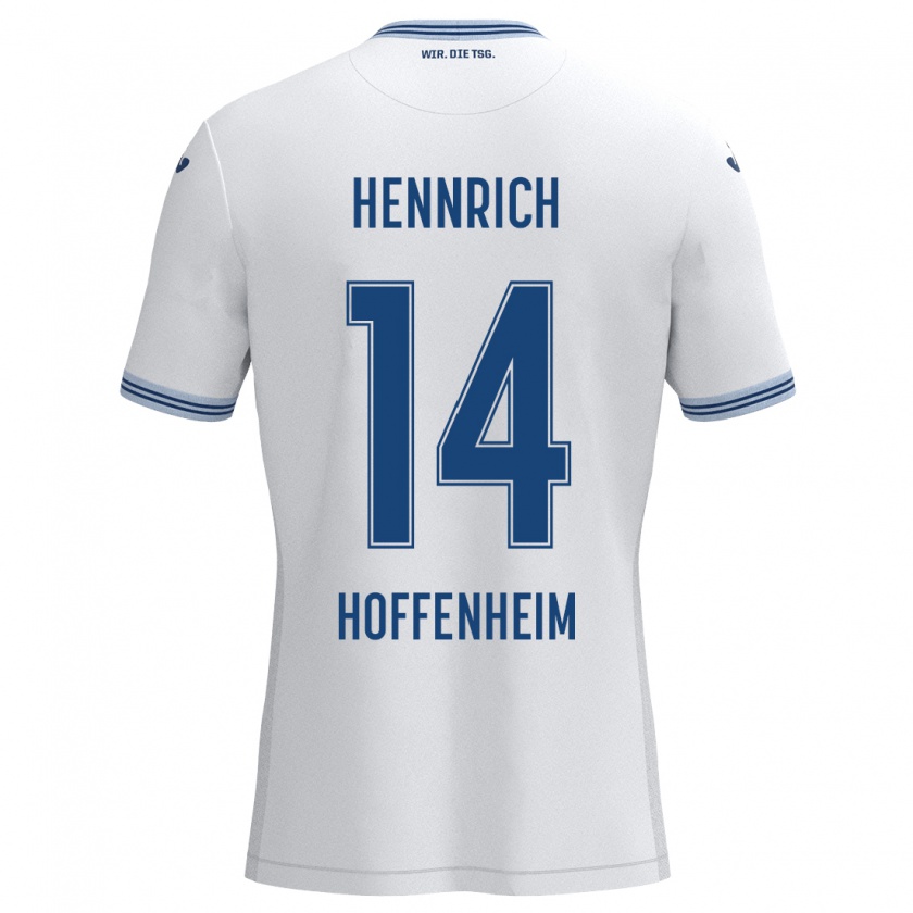 Kandiny Mujer Camiseta Paul Hennrich #14 Blanco Azul 2ª Equipación 2024/25 La Camisa México