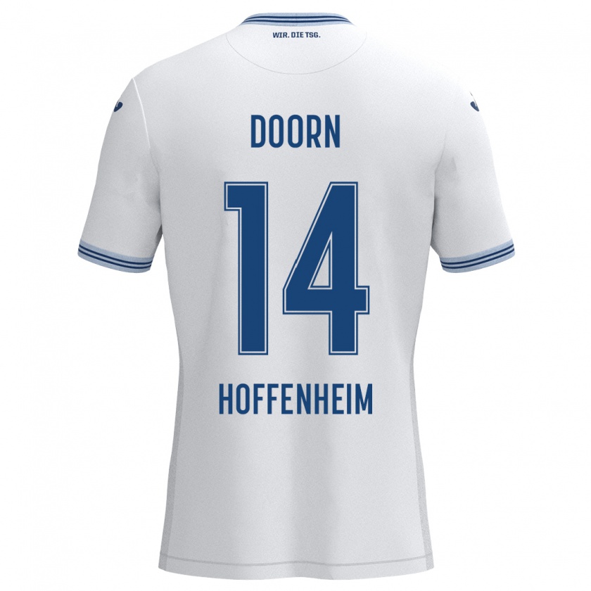 Kandiny Donna Maglia Lisa Doorn #14 Bianco Blu Kit Gara Away 2024/25 Maglietta