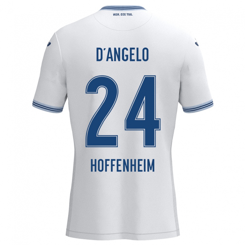 Kandiny Mujer Camiseta Chiara D'angelo #24 Blanco Azul 2ª Equipación 2024/25 La Camisa