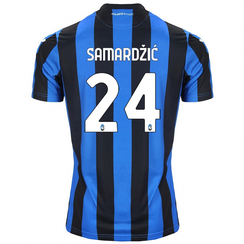 Kandiny Kinderen Lazar Samardžić #24 Blauw Zwart Thuisshirt Thuistenue 2024/25 T-Shirt