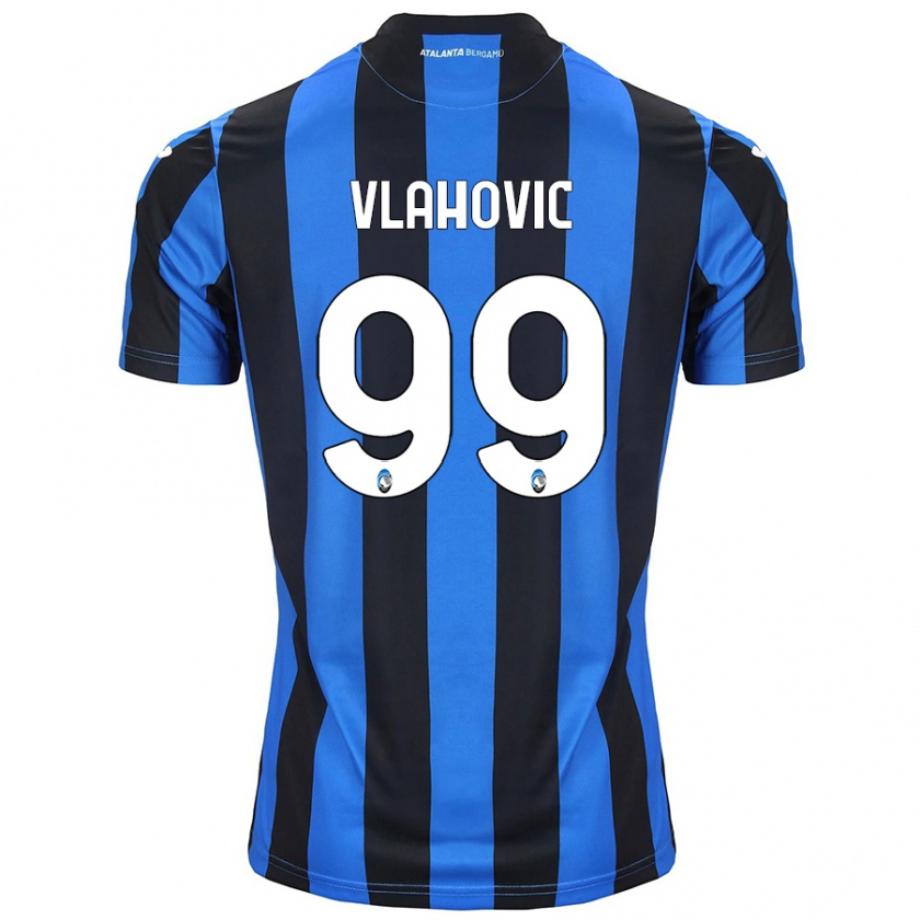 Kandiny Kinderen Vanja Vlahovic #99 Blauw Zwart Thuisshirt Thuistenue 2024/25 T-Shirt