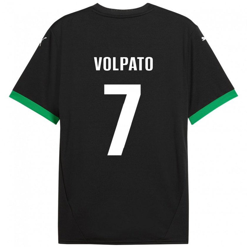 Kandiny Kinderen Cristian Volpato #7 Zwart Donkergroen Thuisshirt Thuistenue 2024/25 T-Shirt