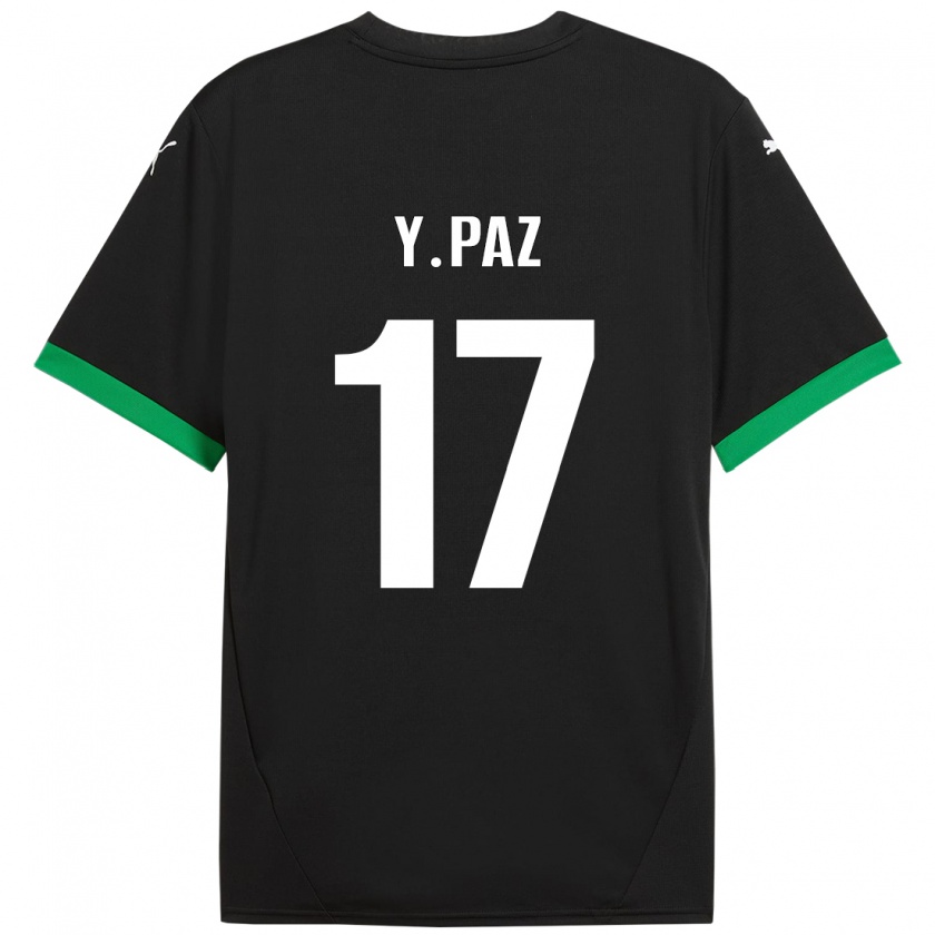 Kandiny Bambino Maglia Yeferson Paz #17 Nero Verde Scuro Kit Gara Home 2024/25 Maglietta