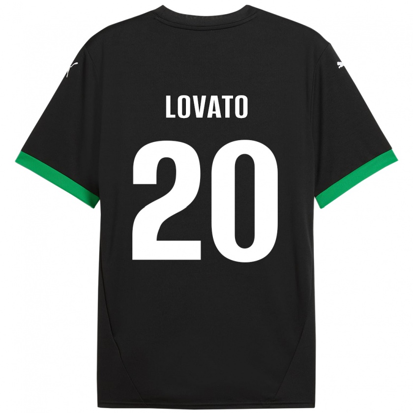 Kandiny Kinderen Matteo Lovato #20 Zwart Donkergroen Thuisshirt Thuistenue 2024/25 T-Shirt België