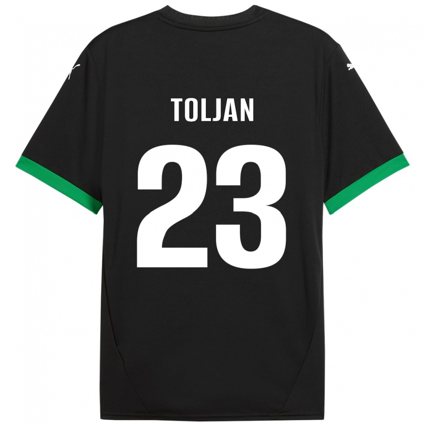 Kandiny Niño Camiseta Jeremy Toljan #23 Negro Verde Oscuro 1ª Equipación 2024/25 La Camisa