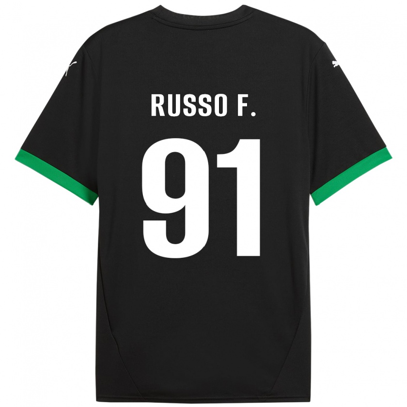 Kandiny Niño Camiseta Flavio Russo #91 Negro Verde Oscuro 1ª Equipación 2024/25 La Camisa