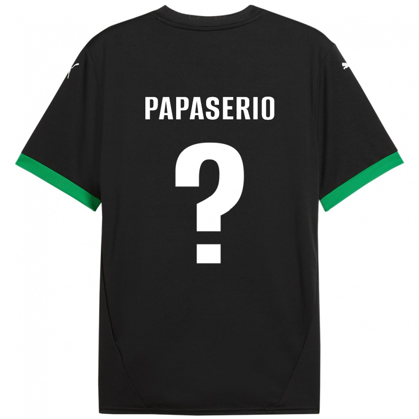 Kandiny Bambino Maglia Gabriele Papaserio #0 Nero Verde Scuro Kit Gara Home 2024/25 Maglietta