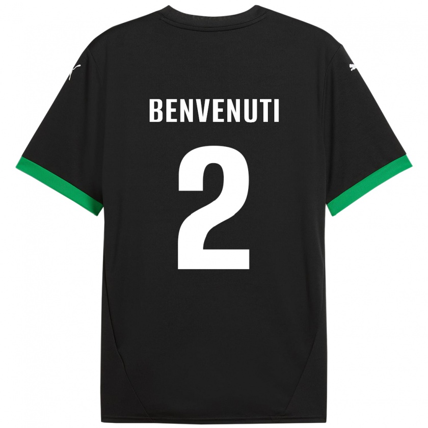 Kandiny Bambino Maglia Giacomo Benvenuti #2 Nero Verde Scuro Kit Gara Home 2024/25 Maglietta