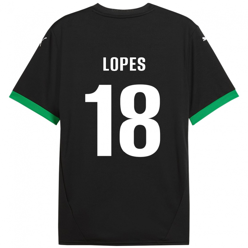 Kandiny Bambino Maglia Emerick Lopes #18 Nero Verde Scuro Kit Gara Home 2024/25 Maglietta