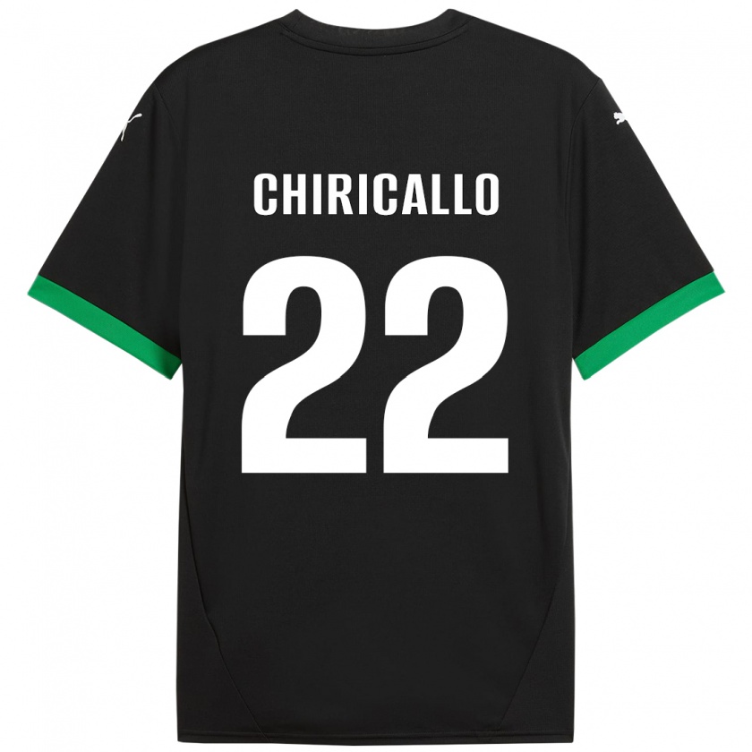 Kandiny Kinderen Giovanni Chiricallo #22 Zwart Donkergroen Thuisshirt Thuistenue 2024/25 T-Shirt België