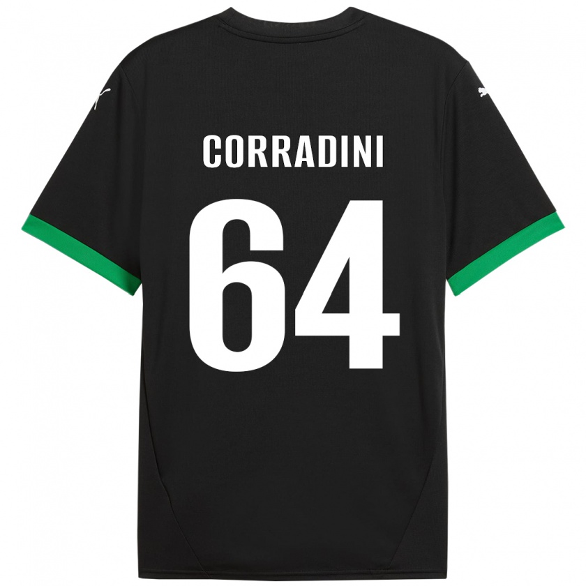 Kandiny Niño Camiseta Francesco Corradini #64 Negro Verde Oscuro 1ª Equipación 2024/25 La Camisa