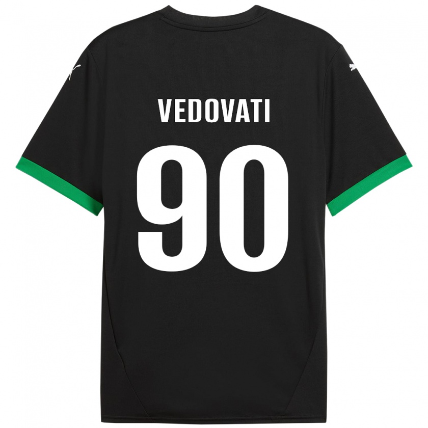 Kandiny Kinderen Gabriele Vedovati #90 Zwart Donkergroen Thuisshirt Thuistenue 2024/25 T-Shirt