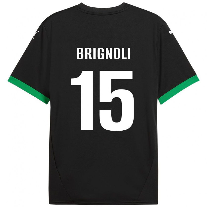 Kandiny Niño Camiseta Benedetta Brignoli #15 Negro Verde Oscuro 1ª Equipación 2024/25 La Camisa