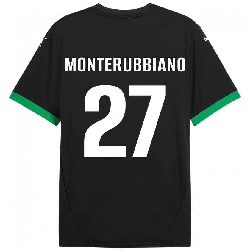 Kandiny Niño Camiseta Valeria Monterubbiano #27 Negro Verde Oscuro 1ª Equipación 2024/25 La Camisa