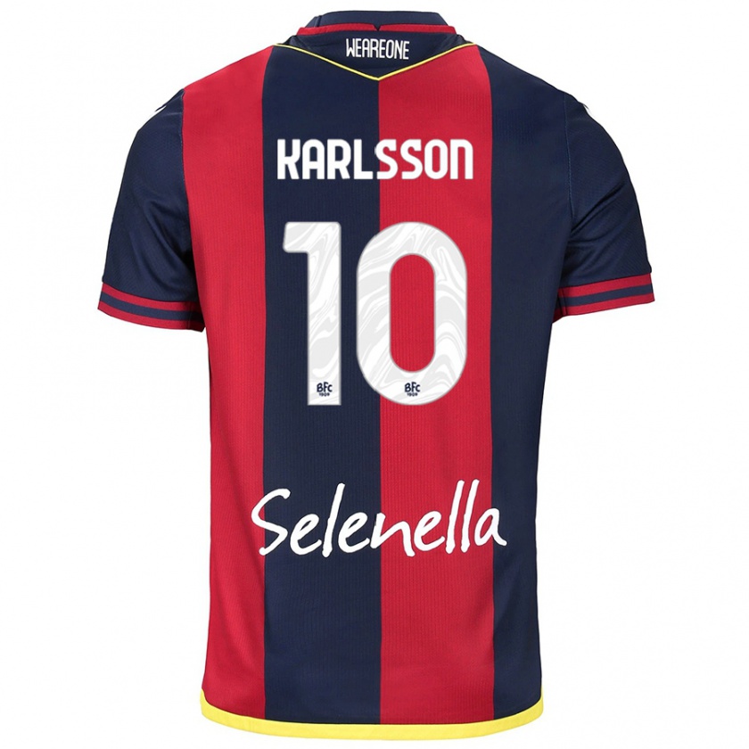 Kandiny Bambino Maglia Jesper Karlsson #10 Rosso Blu Reale Kit Gara Home 2024/25 Maglietta