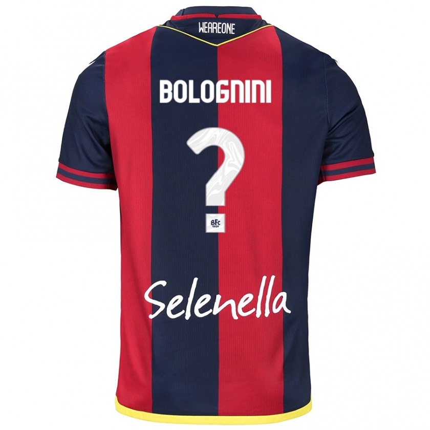 Kandiny Bambino Maglia Andrea Bolognini #0 Rosso Blu Reale Kit Gara Home 2024/25 Maglietta