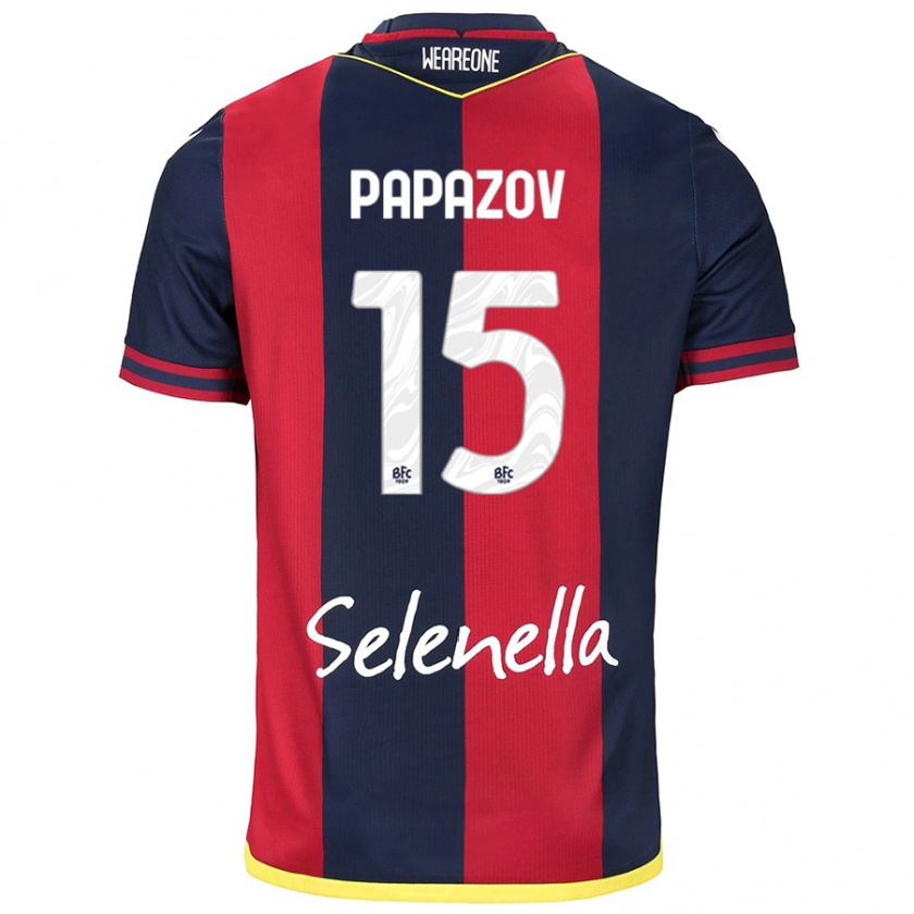 Kandiny Bambino Maglia Dimitar Papazov #15 Rosso Blu Reale Kit Gara Home 2024/25 Maglietta