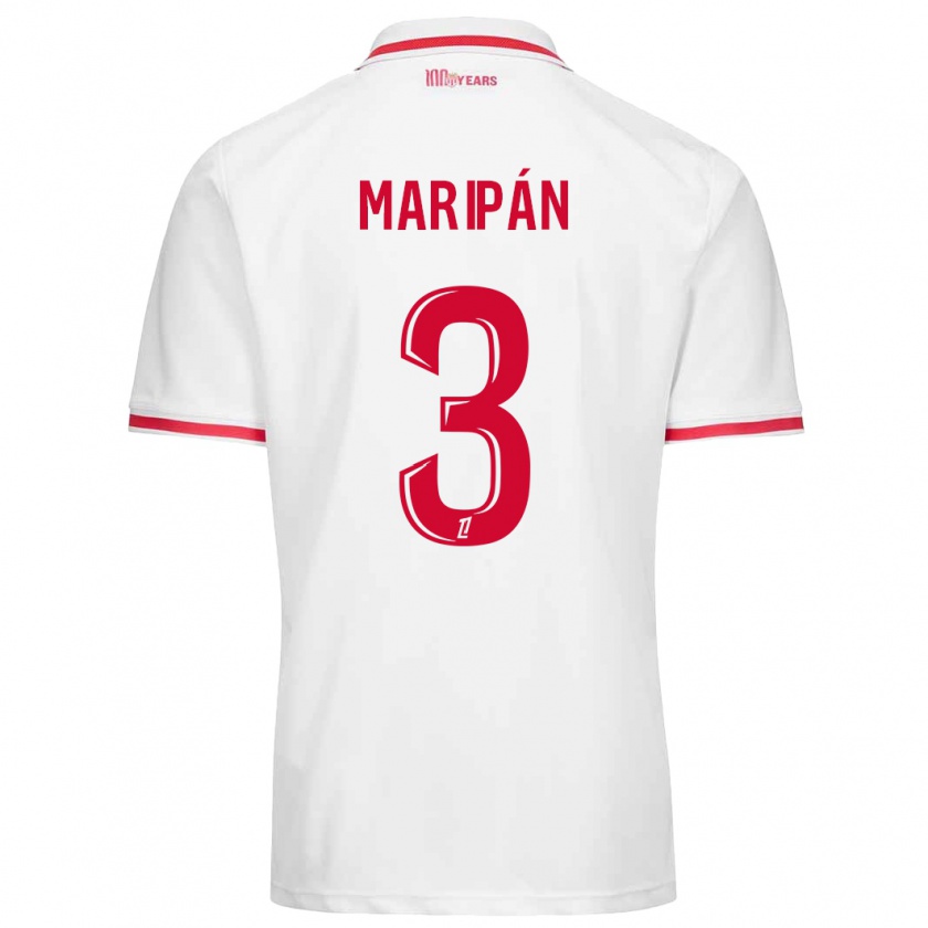 Kandiny Niño Camiseta Guillermo Maripán #3 Blanco Rojo 1ª Equipación 2024/25 La Camisa